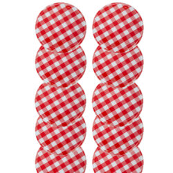 Deckel f/ Einmachglas,10er d= 82mm, Schraubdeckel rot-weiss kariert, Metall